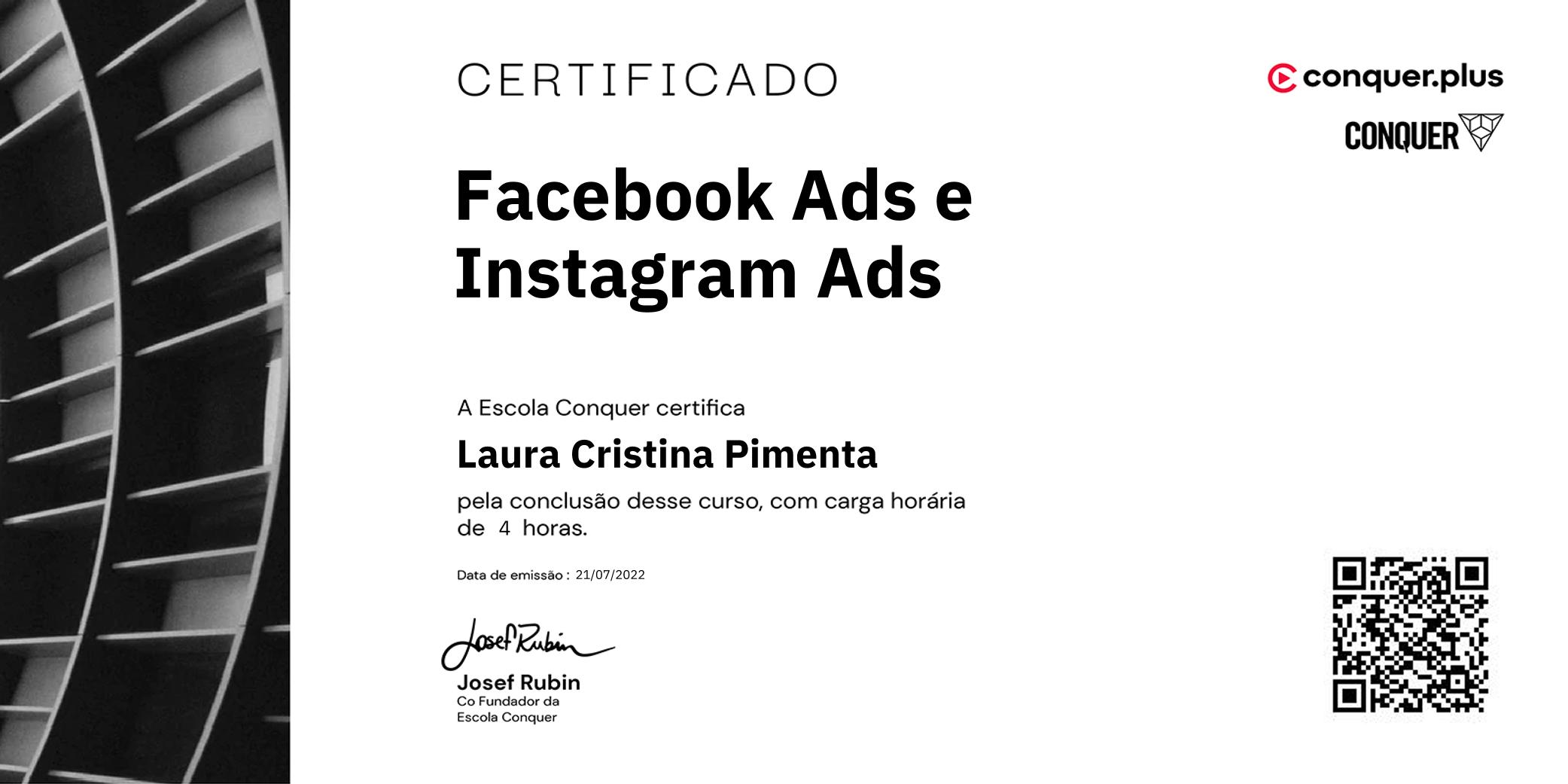 Certificado de Facebook Ads e Instagram Ads